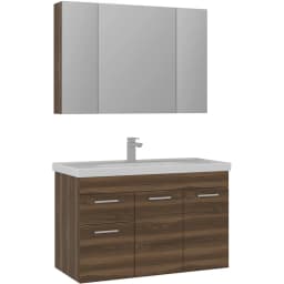 Orka Enez 100 Cm Tesbih Ceviz Banyo Dolabı Takımı görsel 1