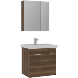 Orka Enez 65 Cm Tesbih Ceviz Banyo Dolabı Takımı görsel 1