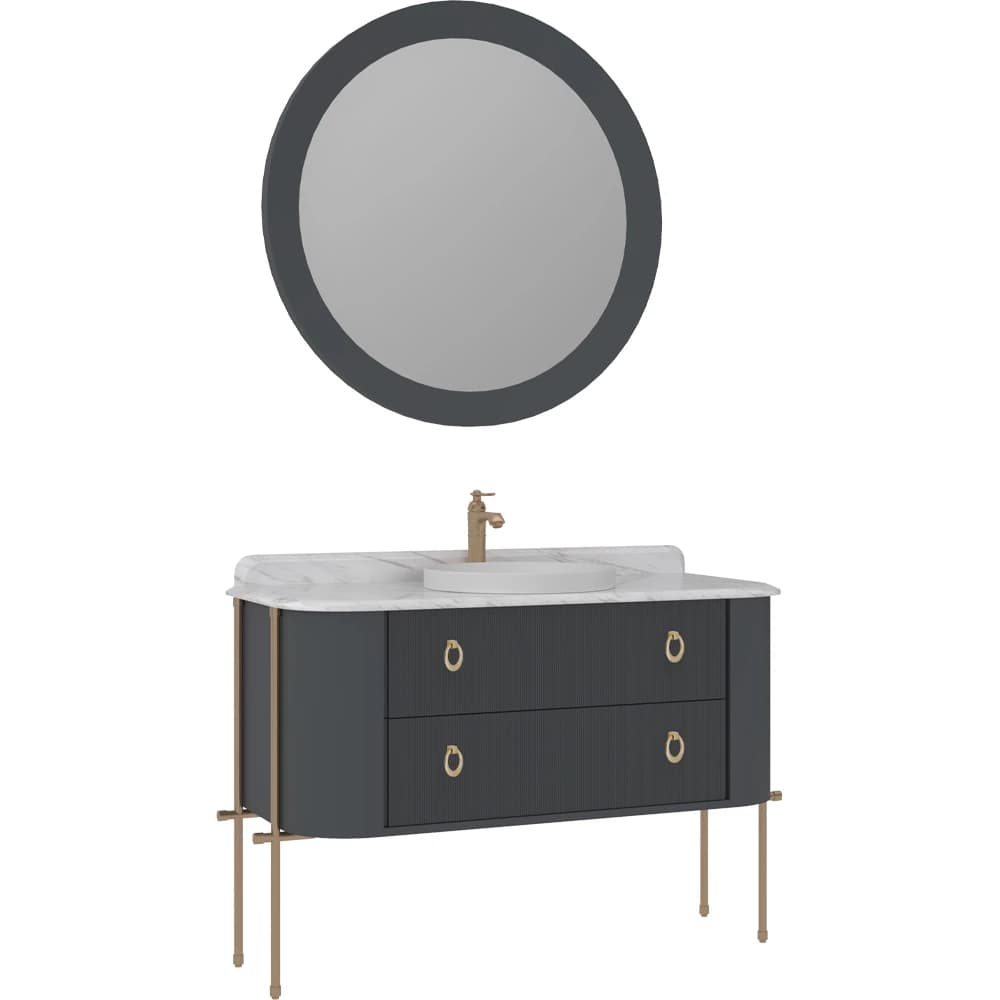 Orka Felice 120 Cm Mat Antrasit Banyo Dolabı Takımı - 5008097