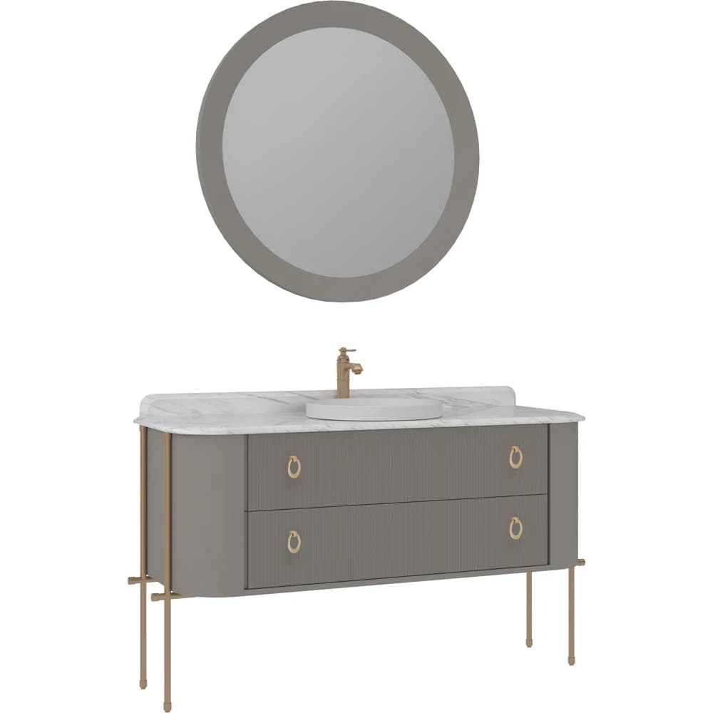 Orka Felice 140 Cm Mat Vizon Banyo Dolabı Takımı - 5008141