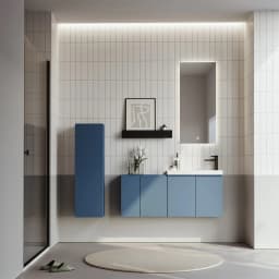 Orka Ferla 110 Cm Mat Mavi Banyo Dolabı Takımı (Sağ) görsel 2