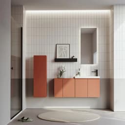 Orka Ferla 110 Cm Mat Tarçın Banyo Dolabı Takımı (Sol) görsel 2