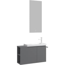 Orka Ferla 80 Cm Mat Gri Banyo Dolabı Takımı görsel 1