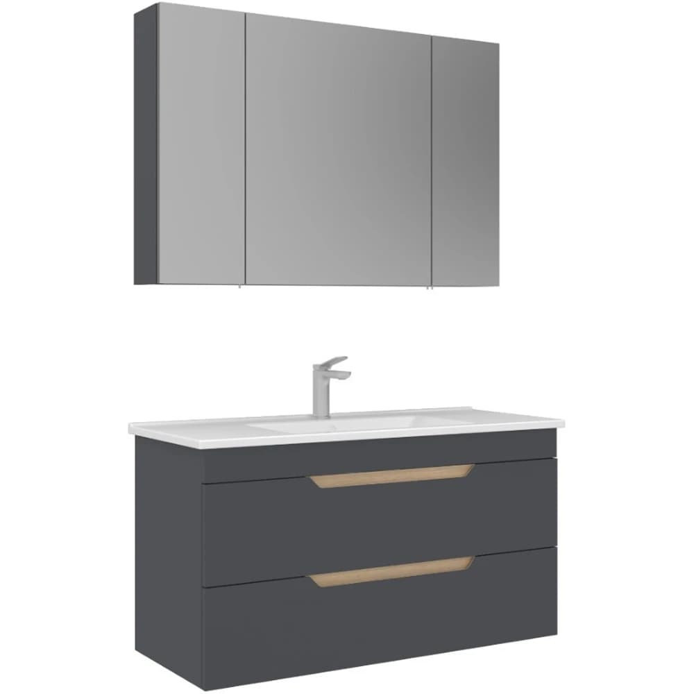 Orka Lena 100 Cm Mat Antrasit Banyo Dolabı Takımı - 5008040