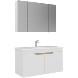 Orka Lena 100 Cm Mat Beyaz Banyo Dolabı Takımı - 5008798 görsel 1