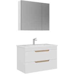Orka Lena 85 Cm Mat Beyaz Banyo Dolabı Takımı - 5008809 görsel 1