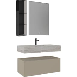 Orka Levanto 100 Cm Mat Bej Banyo Dolabı Takımı görsel 1