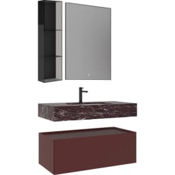 Orka Levanto 100 Cm Mat Bordo Banyo Dolabı Takımı görsel 1