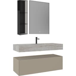 Orka Levanto 120 Cm Mat Bej Banyo Dolabı Takımı görsel 1