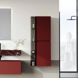 Orka Levanto 40 Cm Cam Modüllü Mat Bordo Boy Dolabı (Sağ) görsel 2