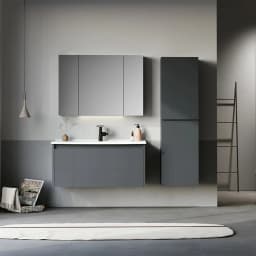 Orka Likya 100 Cm Mat Antrasit Banyo Dolabı Takımı görsel 2