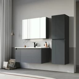 Orka Likya 100 Cm Mat Antrasit Banyo Dolabı Takımı görsel 3
