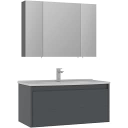 Orka Likya 100 Cm Mat Antrasit Banyo Dolabı Takımı görsel 1