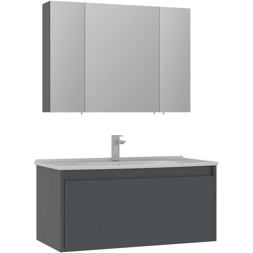 Orka Likya 100 Cm Mat Antrasit Banyo Dolabı Takımı