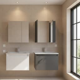 Orka Likya 65 Cm Mat Beyaz Banyo Dolabı Takımı görsel 2