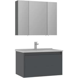 Orka Likya 80 Cm Mat Antrasit Banyo Dolabı Takımı görsel 1