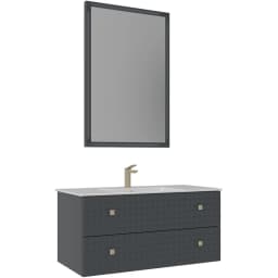 Orka Lipari 100 Cm Mat Antrasit Banyo Dolabı Takımı (Altın Kulp) - 5007307 görsel 1