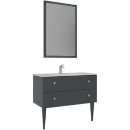 Orka Lipari 100 Cm Mat Antrasit Banyo Dolabı Takımı (Altın Kulp) - 5007344 görsel 1