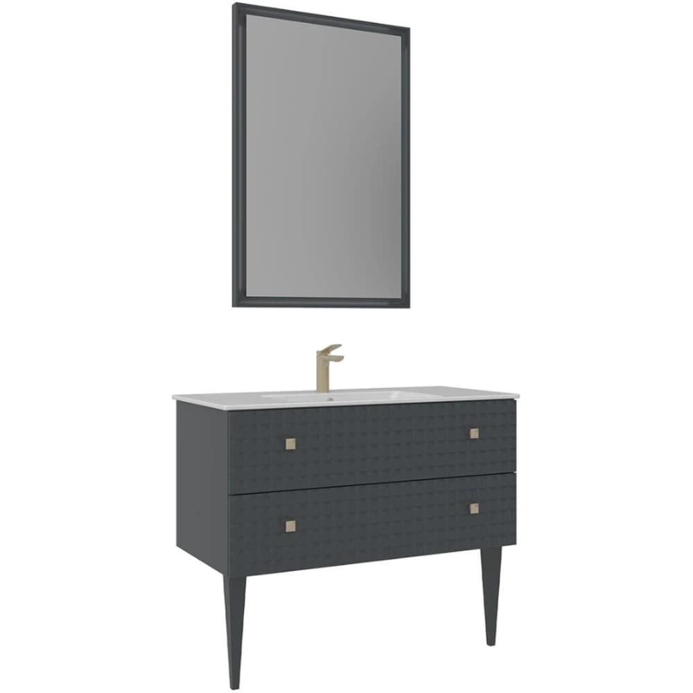 Orka Lipari 100 Cm Mat Antrasit Banyo Dolabı Takımı (Altın Kulp) - 5007344