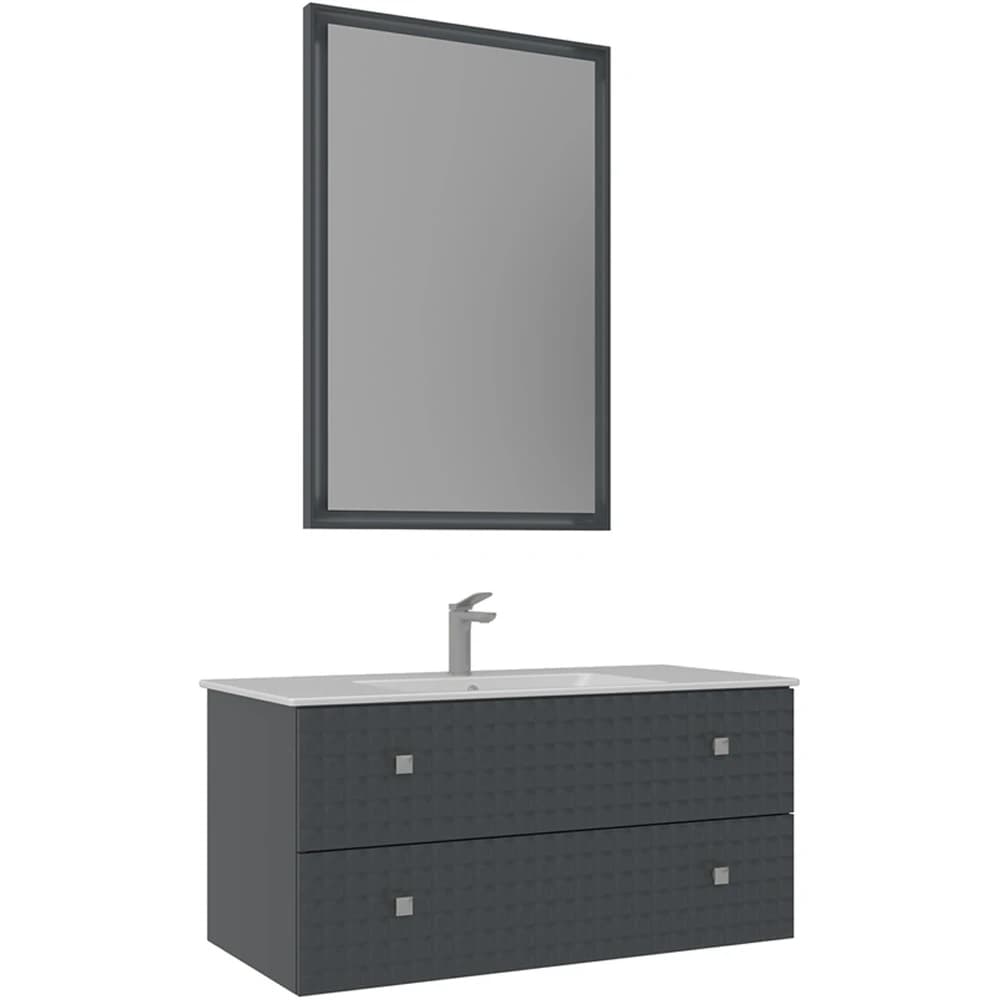 Orka Lipari 100 Cm Mat Antrasit Banyo Dolabı Takımı (Krom Kulp) - 5007322
