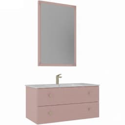 Orka Lipari 100 Cm Mat Pudra Banyo Dolabı Takımı (Altın Kulp) - 5008585 görsel 1
