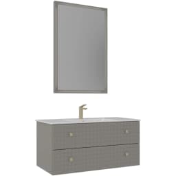 Orka Lipari 100 Cm Mat Vizon Banyo Dolabı Takımı (Altın Kulp) - 5007305 görsel 1
