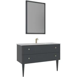 Orka Lipari 120 Cm Mat Antrasit Banyo Dolabı Takımı (Altın Kulp) - 5007350 görsel 1