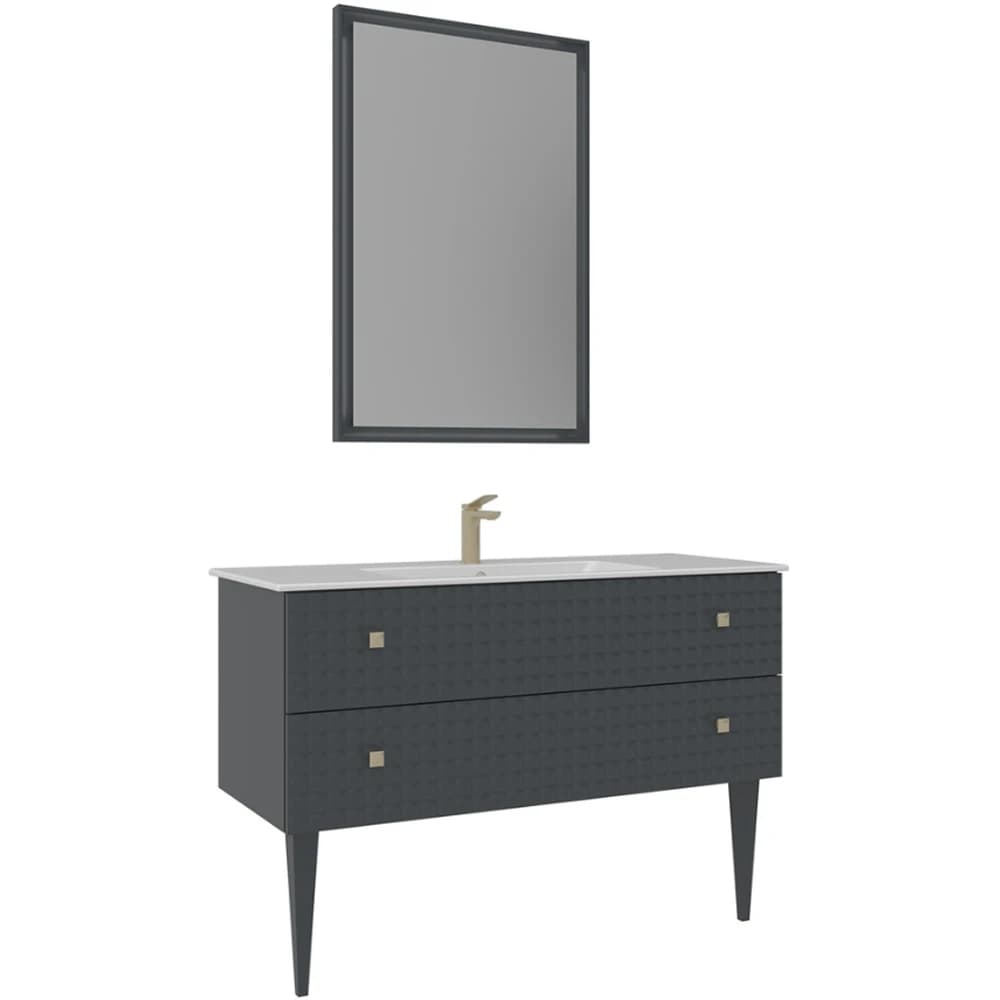 Orka Lipari 120 Cm Mat Antrasit Banyo Dolabı Takımı (Altın Kulp) - 5007350