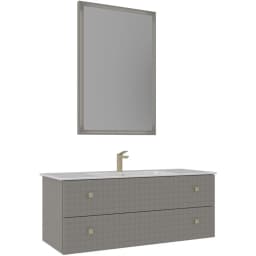 Orka Lipari 120 Cm Mat Vizon Banyo Dolabı Takımı (Altın Kulp) - 5007309 görsel 1