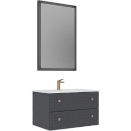 Orka Lipari 80 Cm Mat Antrasit Banyo Dolabı Takımı (Altın Kulp) - 5008980 görsel 1
