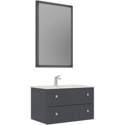 Orka Lipari 80 Cm Mat Antrasit Banyo Dolabı Takımı (Krom Kulp) - 5008986 görsel 1