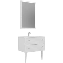 Orka Lipari 80 Cm Mat Beyaz Banyo Dolabı Takımı (Krom Kulp) - 5008996 görsel 1