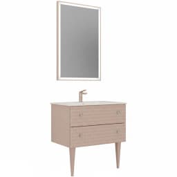 Orka Lipari 80 Cm Mat Pudra Banyo Dolabı Takımı (Krom Kulp) - 5009004 görsel 1