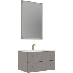 Orka Lipari 80 Cm Mat Vizon Banyo Dolabı Takımı (Altın Kulp) - 5008979 görsel 1