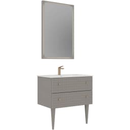 Orka Lipari 80 Cm Mat Vizon Banyo Dolabı Takımı (Altın Kulp) - 5008994 görsel 1
