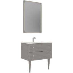 Orka Lipari 80 Cm Mat Vizon Banyo Dolabı Takımı (Krom Kulp) - 5008997 görsel 1
