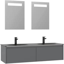 Orka Lisbon 130 Cm Mat Gri Banyo Dolabı Takımı görsel 1