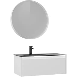 Orka Lisbon 90 Cm Mat Beyaz Banyo Dolabı Takımı görsel 1