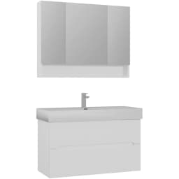 Orka Malta 100 Cm Mat Beyaz Banyo Dolabı Takımı görsel 1