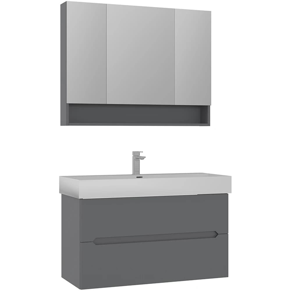 Orka Malta 100 Cm Mat Gri Banyo Dolabı Takımı