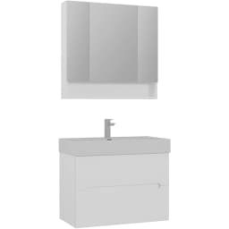 Orka Malta 80 Cm Mat Beyaz Banyo Dolabı Takımı görsel 1
