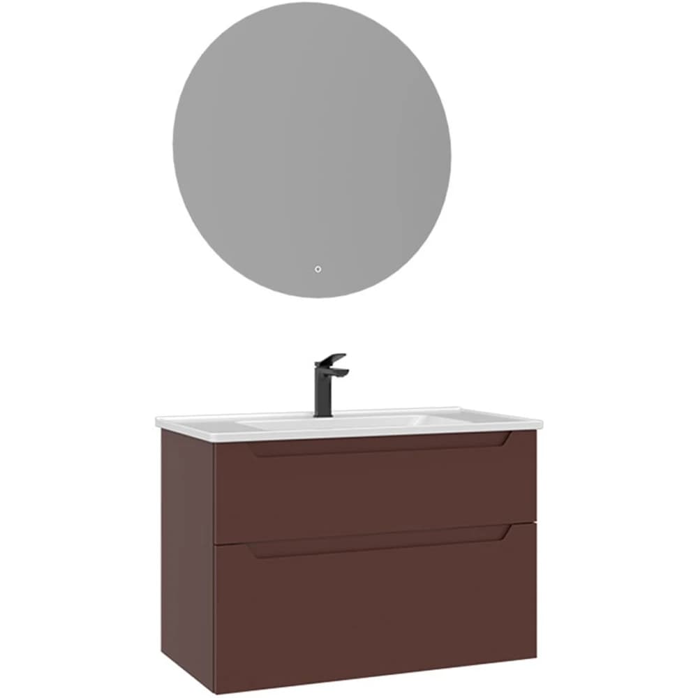 Orka Messina 85 Cm Mat Kırmızı Banyo Dolabı Takımı - 5006658