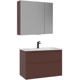 Orka Messina 85 Cm Mat Kırmızı Banyo Dolabı Takımı - 5007141 görsel 1
