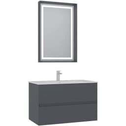 Orka Nest 90 Cm Mat Antrasit Banyo Dolabı Takımı görsel 1