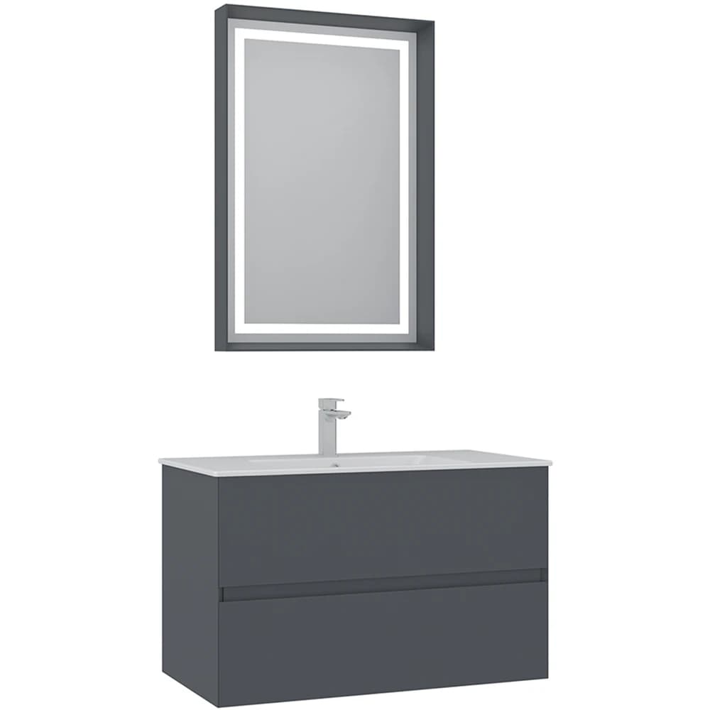 Orka Nest 90 Cm Mat Antrasit Banyo Dolabı Takımı