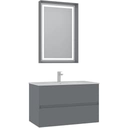 Orka Nest 90 Cm Mat Gri Banyo Dolabı Takımı görsel 1