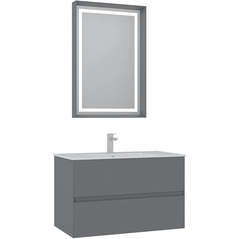 Orka Nest 90 Cm Mat Gri Banyo Dolabı Takımı
