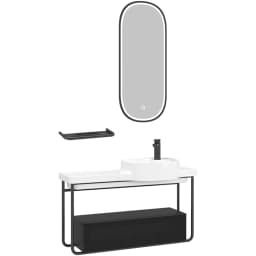 Orka Noto 100 Cm Siyah Banyo Dolabı Takımı görsel 1