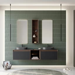 Orka Pacific 180 Cm Mat Antrasit-Moka Meşe Banyo Dolabı Takımı görsel 2