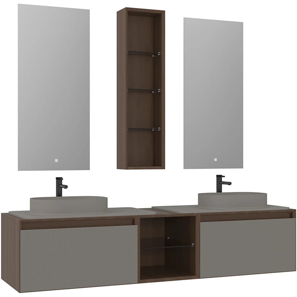 Orka Pacific 180 Cm Mat Vizon-Moka Meşe Banyo Dolabı Takımı